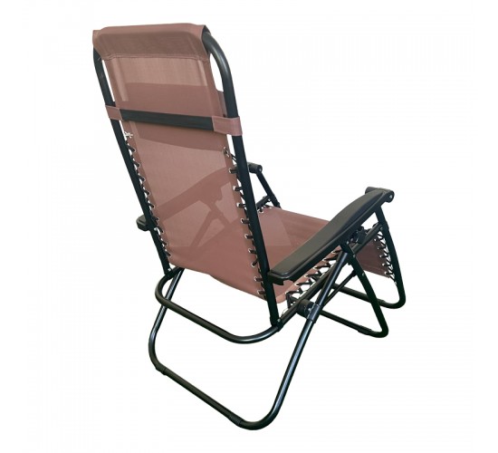 Πολυθρόνα πτυσσόμενη Mirka textilene-μέταλλο σε καφέ-μαύρη απόχρωση 65x165x110εκ Υλικό: PLASTIC - TEXTILENE - STEEL 407-000007