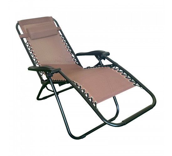 Πολυθρόνα πτυσσόμενη Mirka textilene-μέταλλο σε καφέ-μαύρη απόχρωση 65x165x110εκ Υλικό: PLASTIC - TEXTILENE - STEEL 407-000007