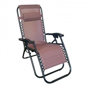 Πολυθρόνα relax πτυσσόμενη Mirka textilene-μέταλλο σε καφέ-μαύρη απόχρωση 65x165x110εκ Υλικό: PLASTIC - TEXTILENE - STEEL 407-000007