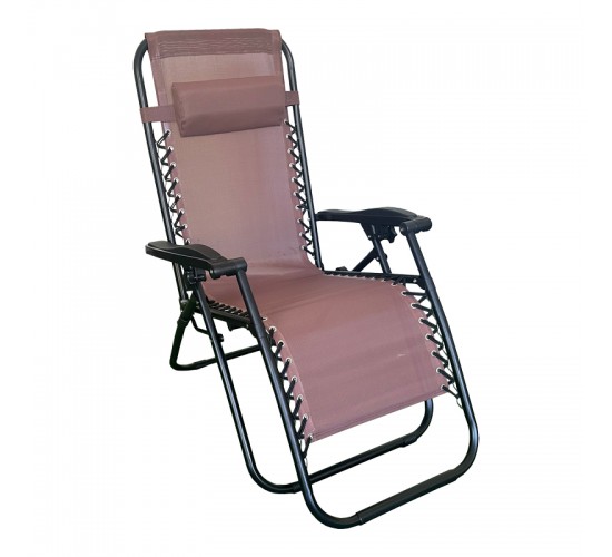 Πολυθρόνα πτυσσόμενη Mirka textilene-μέταλλο σε καφέ-μαύρη απόχρωση 65x165x110εκ Υλικό: PLASTIC - TEXTILENE - STEEL 407-000007