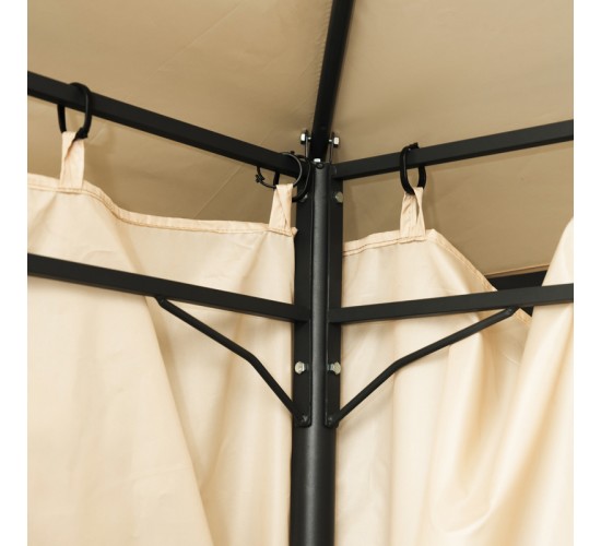 Κιόσκι Apex σκελετός μαύρο μέταλλο-ύφασμα σε μπεζ απόχρωση 2.5x2.5 m Υλικό: STEEL - FABRIC 407-000008