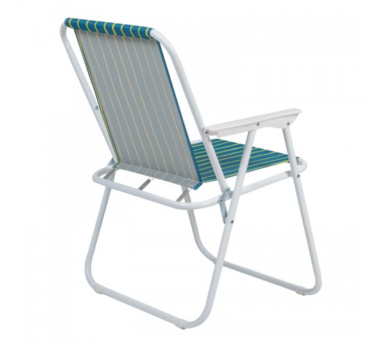 Καρεκλάκι παραλίας-camping Jette πράσινο με κίτρινο ύφασμα-λευκό μέταλλο 53x56x73εκ Υλικό: STEEL - POLYESTER 407-000009