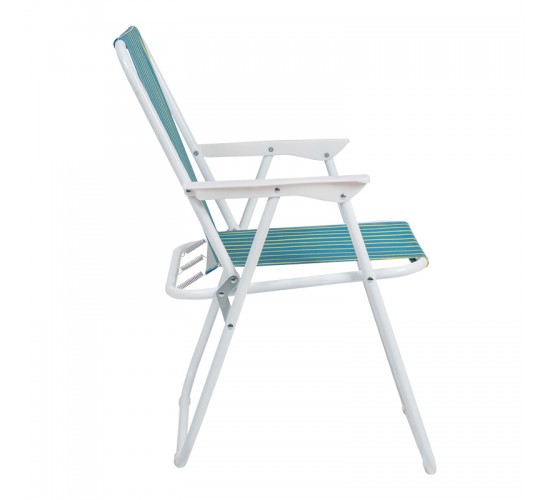 Καρεκλάκι παραλίας-camping Jette πράσινο με κίτρινο ύφασμα-λευκό μέταλλο 53x56x73εκ Υλικό: STEEL - POLYESTER 407-000009