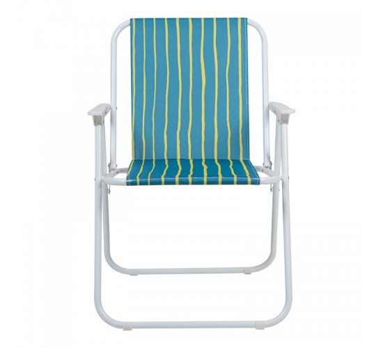 Καρεκλάκι παραλίας-camping Jette πράσινο με κίτρινο ύφασμα-λευκό μέταλλο 53x56x73εκ Υλικό: STEEL - POLYESTER 407-000009