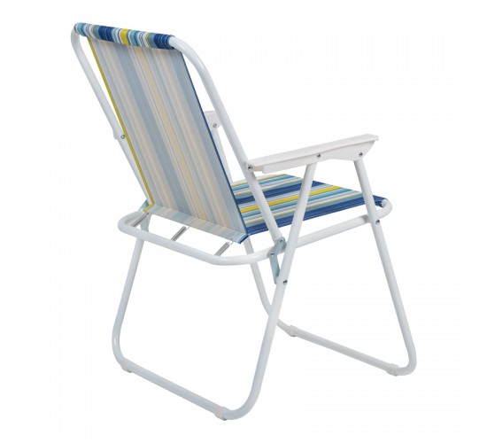 Καρεκλάκι παραλίας-camping Jette μπλε ριγέ-λευκό μέταλλο 53x56x73εκ Υλικό: STEEL - POLYESTER 407-000010