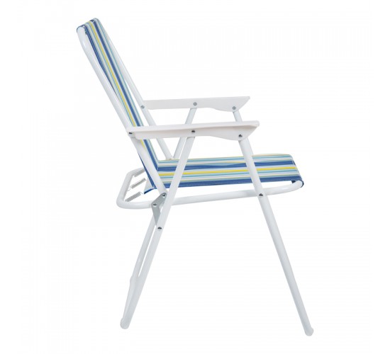 Καρεκλάκι παραλίας-camping Jette μπλε ριγέ-λευκό μέταλλο 53x56x73εκ Υλικό: STEEL - POLYESTER 407-000010