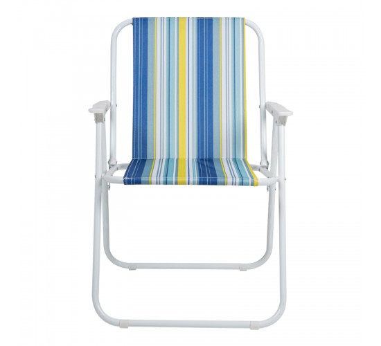 Καρεκλάκι παραλίας-camping Jette μπλε ριγέ-λευκό μέταλλο 53x56x73εκ Υλικό: STEEL - POLYESTER 407-000010