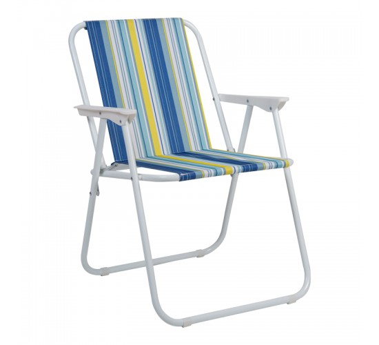 Καρεκλάκι παραλίας-camping Jette μπλε ριγέ-λευκό μέταλλο 53x56x73εκ Υλικό: STEEL - POLYESTER 407-000010