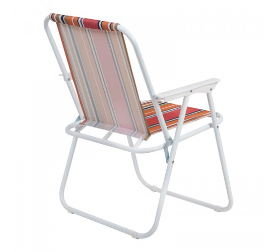 Καρεκλάκι παραλίας-camping Jette ροζ ριγέ-λευκό μέταλλο 53x56x73εκ Υλικό: STEEL - POLYESTER 407-000011