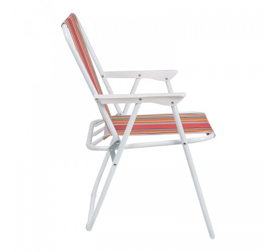Καρεκλάκι παραλίας-camping Jette ροζ ριγέ-λευκό μέταλλο 53x56x73εκ Υλικό: STEEL - POLYESTER 407-000011