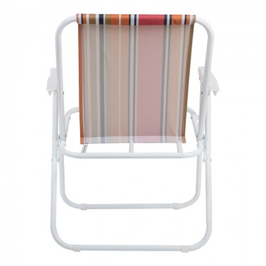 Καρεκλάκι παραλίας-camping Jette ροζ ριγέ-λευκό μέταλλο 53x56x73εκ Υλικό: STEEL - POLYESTER 407-000011