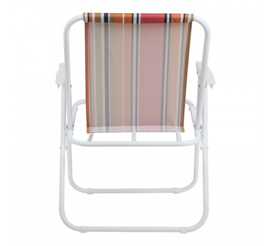 Καρεκλάκι παραλίας-camping Jette ροζ ριγέ-λευκό μέταλλο 53x56x73εκ Υλικό: STEEL - POLYESTER 407-000011