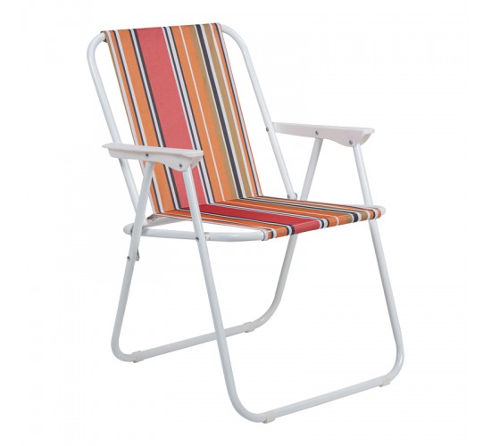 Καρεκλάκι παραλίας-camping Jette ροζ ριγέ-λευκό μέταλλο 53x56x73εκ Υλικό: STEEL - POLYESTER 407-000011