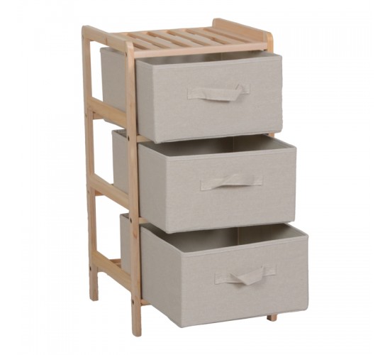 Συρταριέρα Wolen ξύλο ελάτου-ύφασμα σε φυσική-μπεζ απόχρωση 34.5x36.5x67εκ Υλικό: FIR WOOD - POLYESTER 408-000003