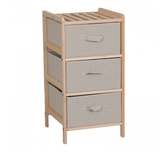 Συρταριέρα Wolen ξύλο ελάτου-ύφασμα σε φυσική-μπεζ απόχρωση 34.5x36.5x67εκ Υλικό: FIR WOOD - POLYESTER 408-000003