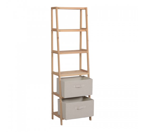 Ραφιέρα δαπέδου με συρτάρια Wolen ξύλο ελάτου-ύφασμα σε φυσική-μπεζ απόχρωση 42x27.5x139εκ Υλικό: FIR WOOD - POLYESTER 408-000005