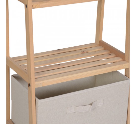 Ραφιέρα δαπέδου με συρτάρια Wolen ξύλο ελάτου-ύφασμα σε φυσική-μπεζ απόχρωση 42x27.5x139εκ Υλικό: FIR WOOD - POLYESTER 408-000005