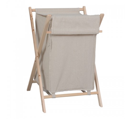 Καλάθι απλύτων Lonerte ξύλο ελάτου-ύφασμα σε φυσική-μπεζ απόχρωση 43.5x41x64εκ Υλικό: FIR WOOD - POLYESTER 408-000006