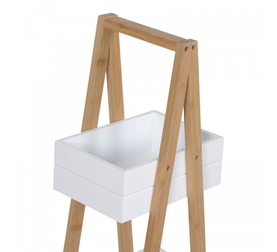 Ραφιέρα δαπέδου Tercy μπαμπού σε λευκή-φυσική απόχρωση 30x18x80εκ Υλικό: ΒΑΜΒΟΟ 408-000007