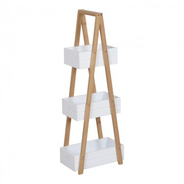 Ραφιέρα δαπέδου Tercy μπαμπού σε λευκή-φυσική απόχρωση 30x18x80εκ Υλικό: ΒΑΜΒΟΟ 408-000007