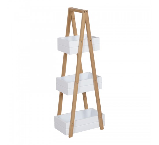 Ραφιέρα δαπέδου Tercy μπαμπού σε λευκή-φυσική απόχρωση 30x18x80εκ Υλικό: ΒΑΜΒΟΟ 408-000007