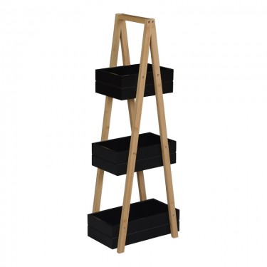 Ραφιέρα δαπέδου Tercy μπαμπού σε μαύρη-φυσική απόχρωση 30x18x80εκ Υλικό: ΒΑΜΒΟΟ 408-000008