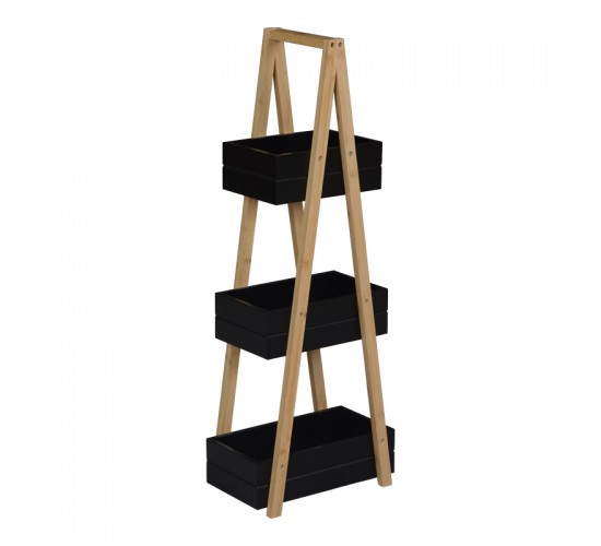 Ραφιέρα δαπέδου Tercy μπαμπού σε μαύρη-φυσική απόχρωση 30x18x80εκ Υλικό: ΒΑΜΒΟΟ 408-000008