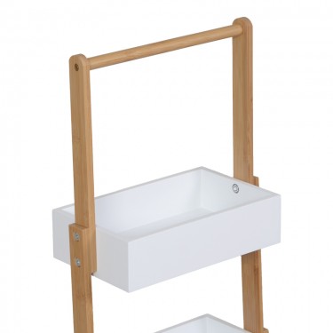 Ραφιέρα δαπέδου Arvy μπαμπού σε λευκή-φυσική απόχρωση 32x20x75.5εκ Υλικό: ΒΑΜΒΟΟ 408-000009