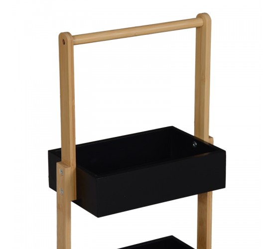 Ραφιέρα δαπέδου Arvy μπαμπού σε μαύρη-φυσική απόχρωση 32x20x75.5εκ Υλικό: ΒΑΜΒΟΟ 408-000010