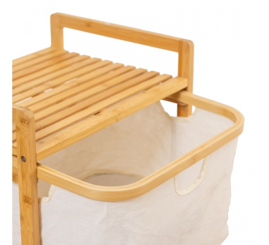 Ραφιέρα δαπέδου Hanev μπαμπού-ύφασμα σε φυσική-μπεζ απόχρωση 44x33x96εκ Υλικό: BAMBOO - LINEN FABRIC 408-000013