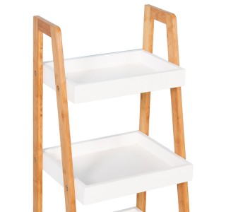 Ραφιέρα δαπέδου Leby μπαμπού-mdf σε λευκή-φυσική απόχρωση 35x34x98εκ Υλικό: ΒΑΜΒΟΟ - MDF 408-000015