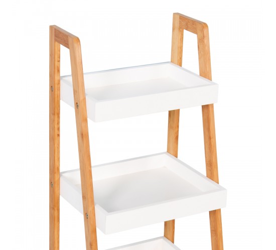 Ραφιέρα δαπέδου Leby μπαμπού-mdf σε λευκή-φυσική απόχρωση 35x34x98εκ Υλικό: ΒΑΜΒΟΟ - MDF 408-000015