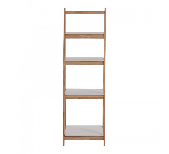 Ραφιέρα δαπέδου Benwen πτυσσόμενη rubberwood-mdf σε λευκή-φυσική απόχρωση 42x34.5x140εκ Υλικό: RUBBERWOOD - MDF 408-000016