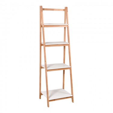 Ραφιέρα δαπέδου Benwen πτυσσόμενη rubberwood-mdf σε λευκή-φυσική απόχρωση 42x34.5x140εκ Υλικό: RUBBERWOOD - MDF 408-000016