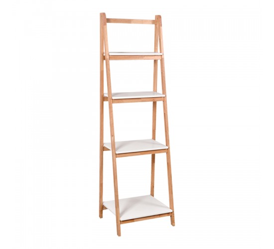 Ραφιέρα δαπέδου Benwen πτυσσόμενη rubberwood-mdf σε λευκή-φυσική απόχρωση 42x34.5x140εκ Υλικό: RUBBERWOOD - MDF 408-000016