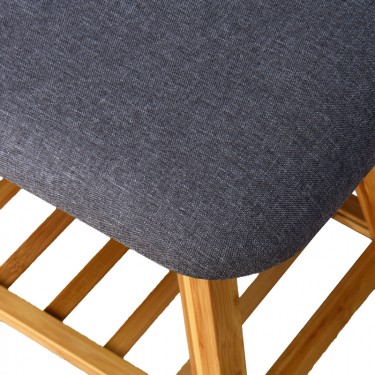 Παπουτσοθήκη-Σκαμπό Zerma 4 ζευγών μπαμπού-ύφασμα σε φυσική-γκρι απόχρωση 100x30.5x44εκ Υλικό: BAMBOO - POLYESTER 408-000017