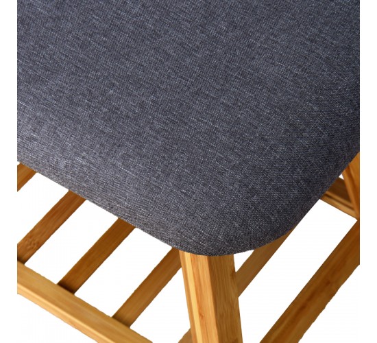 Παπουτσοθήκη-Σκαμπό Zerma 4 ζευγών μπαμπού-ύφασμα σε φυσική-γκρι απόχρωση 100x30.5x44εκ Υλικό: BAMBOO - POLYESTER 408-000017