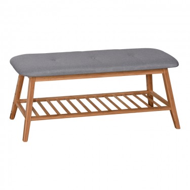 Παπουτσοθήκη-Σκαμπό Zerma 4 ζευγών μπαμπού-ύφασμα σε φυσική-γκρι απόχρωση 100x30.5x44εκ Υλικό: BAMBOO - POLYESTER 408-000017