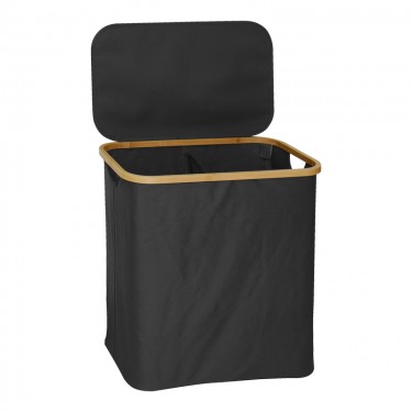 Καλάθι απλύτων Lodge μπαμπού-ύφασμα σε γκρι απόχρωση 54x33x60εκ Υλικό: BAMBOO - CATIONIC FABRIC 408-000019