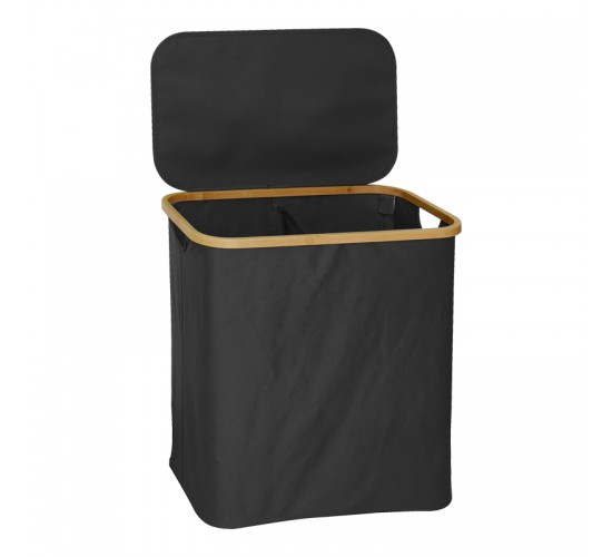 Καλάθι απλύτων Lodge μπαμπού-ύφασμα σε γκρι απόχρωση 54x33x60εκ Υλικό: BAMBOO - CATIONIC FABRIC 408-000019