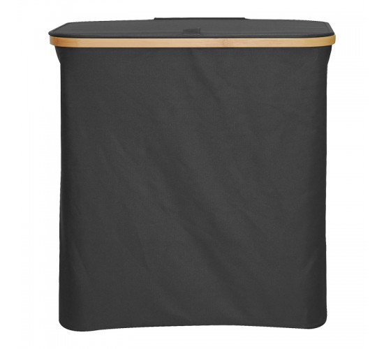 Καλάθι απλύτων Lodge μπαμπού-ύφασμα σε γκρι απόχρωση 54x33x60εκ Υλικό: BAMBOO - CATIONIC FABRIC 408-000019