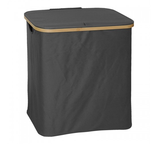 Καλάθι απλύτων Lodge μπαμπού-ύφασμα σε γκρι απόχρωση 54x33x60εκ Υλικό: BAMBOO - CATIONIC FABRIC 408-000019