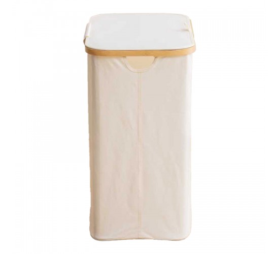 Καλάθι απλύτων Lodge μπαμπού-ύφασμα σε μπεζ απόχρωση 54x33x60εκ Υλικό: BAMBOO - CATIONIC FABRIC 408-000020