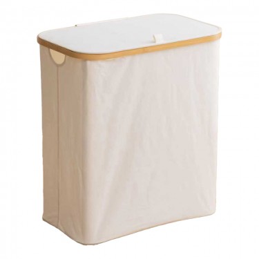 Καλάθι απλύτων Lodge μπαμπού-ύφασμα σε μπεζ απόχρωση 54x33x60εκ Υλικό: BAMBOO - CATIONIC FABRIC 408-000020