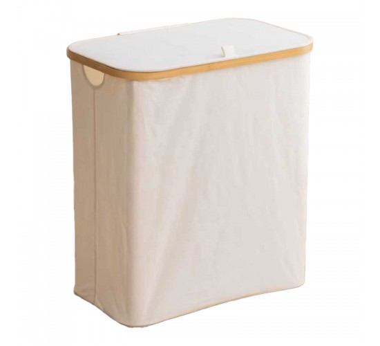 Καλάθι απλύτων Lodge μπαμπού-ύφασμα σε μπεζ απόχρωση 54x33x60εκ Υλικό: BAMBOO - CATIONIC FABRIC 408-000020