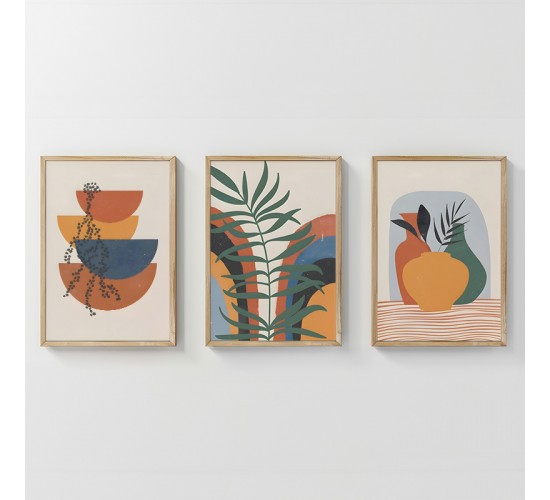 Πίνακας Alenza τρίπτυχος με ψηφιακή εκτύπωση και πλαίσιο 33x1.5x48εκ Υλικό: SOLID WOOD - 3 MM CARDBOARD 409-000174