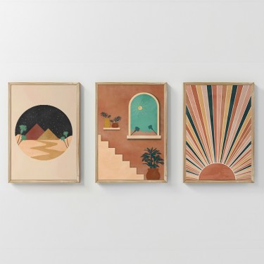 Πίνακας Venven τρίπτυχος με ψηφιακή εκτύπωση και πλαίσιο 33x1.5x48εκ Υλικό: SOLID WOOD - 3MM CARDBOARD 409-000177