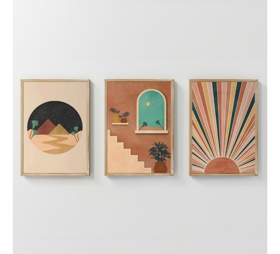 Πίνακας Venven τρίπτυχος με ψηφιακή εκτύπωση και πλαίσιο 33x1.5x48εκ Υλικό: SOLID WOOD - 3MM CARDBOARD 409-000177