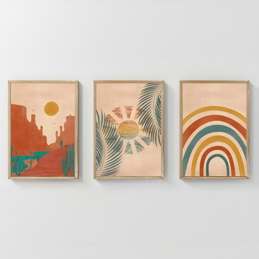 Πίνακας Delea τρίπτυχος με ψηφιακή εκτύπωση και πλαίσιο 33x1.5x48εκ Υλικό: SOLID WOOD - 3MM CARDBOARD 409-000182