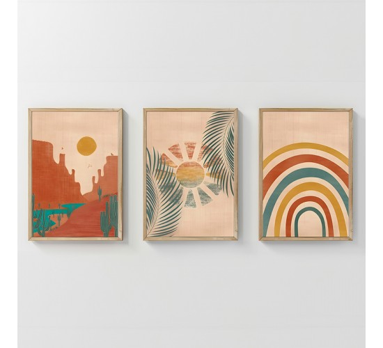 Πίνακας Delea τρίπτυχος με ψηφιακή εκτύπωση και πλαίσιο 33x1.5x48εκ Υλικό: SOLID WOOD - 3MM CARDBOARD 409-000182